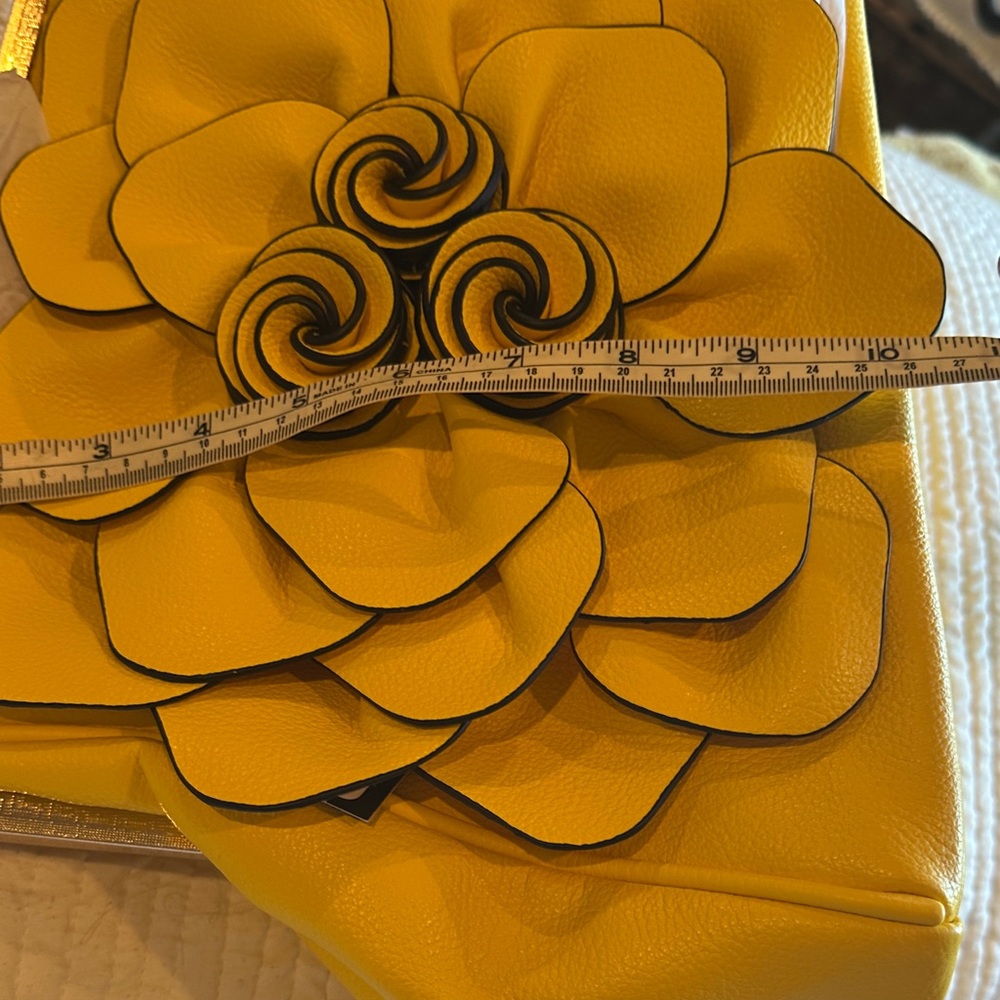 Yellow Floral leather two way Handbag - New - Picture 12 of 12